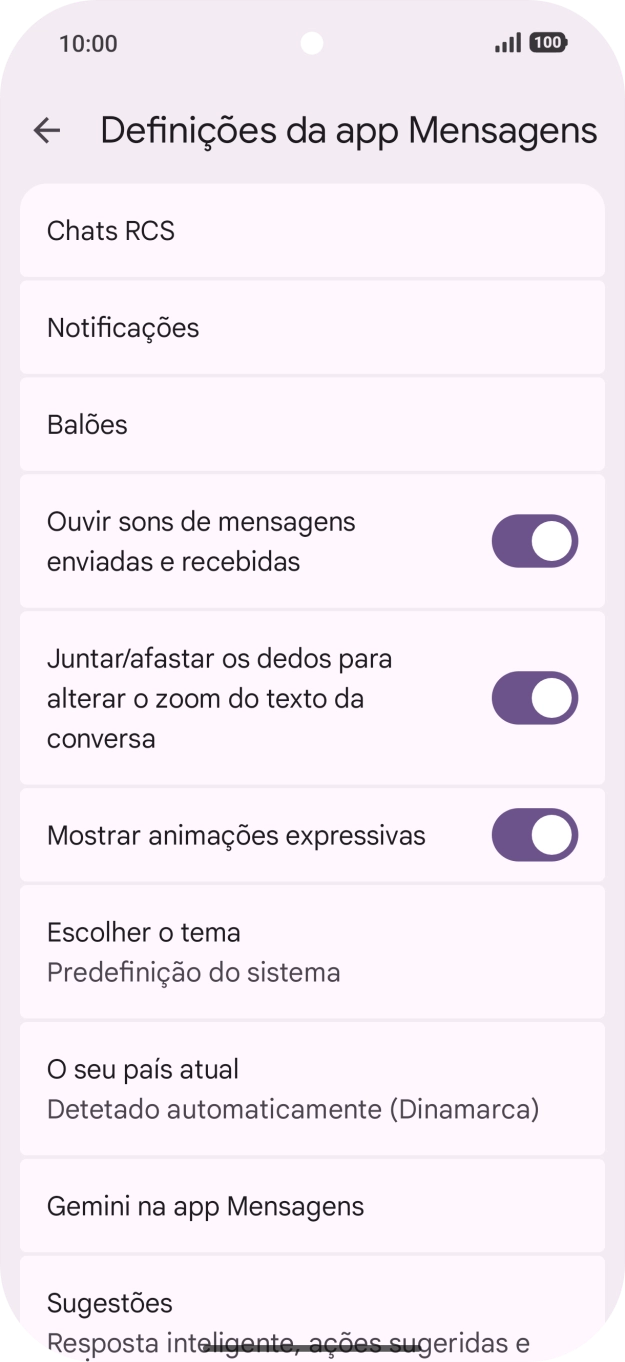 Prima Gemini na app Mensagens.