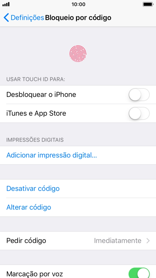 Prima Desativar código , e introduza o código de bloqueio.