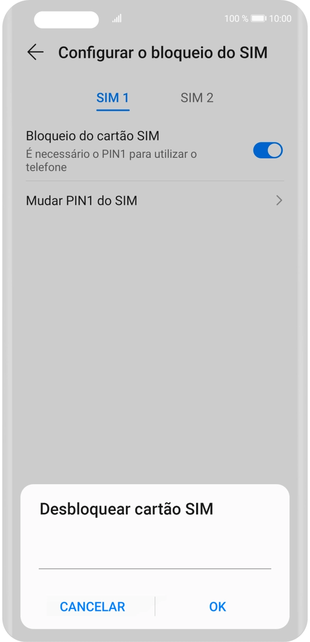 Introduza o seu código PIN e prima OK.
