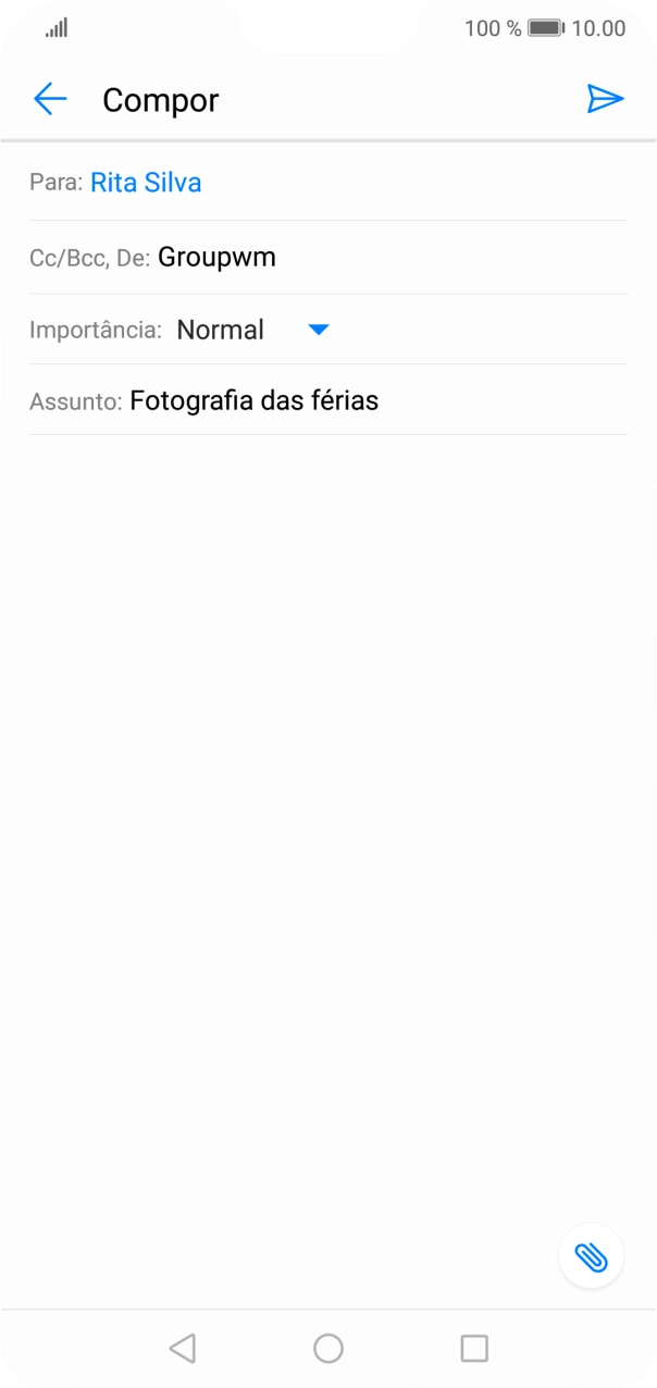 Prima o campo de escrita e escreva o texto do e-mail.