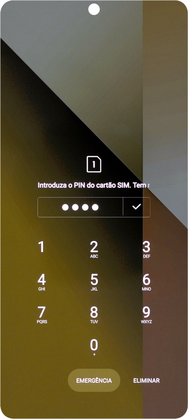 Se necessário, introduza o código PIN e prima o ícone para aceitar.