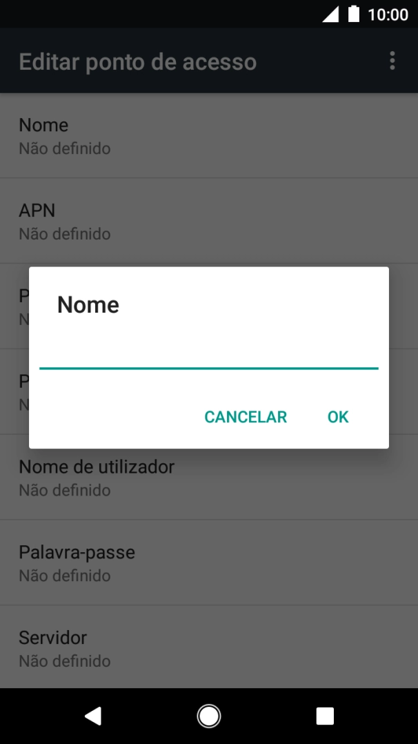 Introduza Vodafone Internet e prima OK.