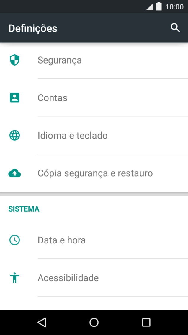 Prima Idioma e teclado.