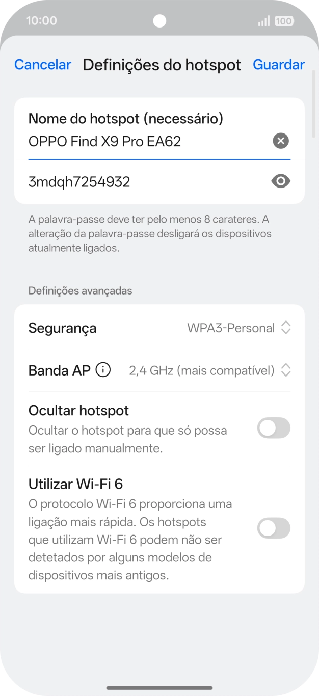 Prima o campo da password e introduza a password pretendida.
