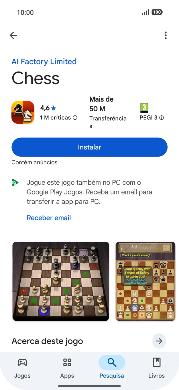 Prima Instalar e siga as indicações no ecrã para instalar a app.
