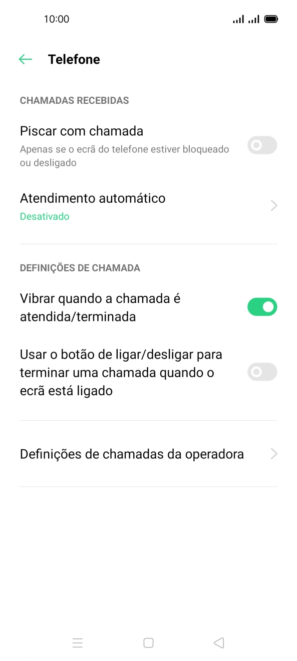 Prima Definições de chamadas de operadora.