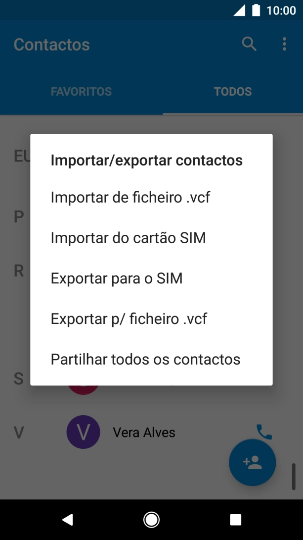 Prima Importar do cartão SIM.