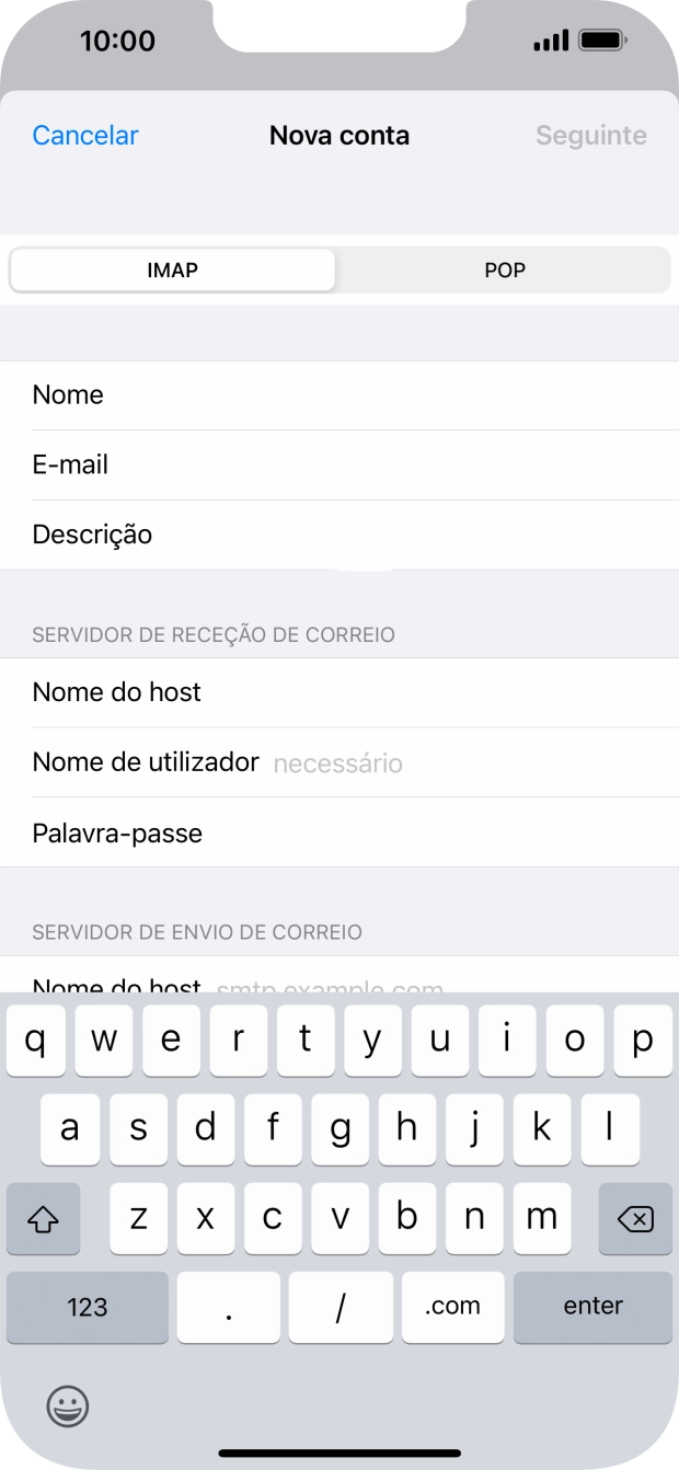 Prima Nome de utilizador e introduza o nome de utilizador da sua conta de e-mail.