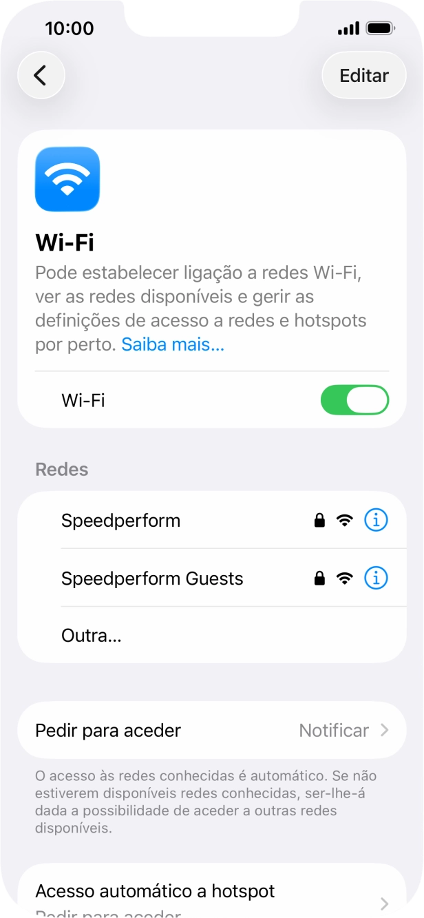 Prima a rede Wi-Fi pretendida e introduza a password da rede Wi-Fi.