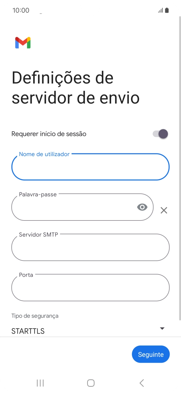 Prima Palavra-passe e introduza a password da sua conta de e-mail na Vodafone.