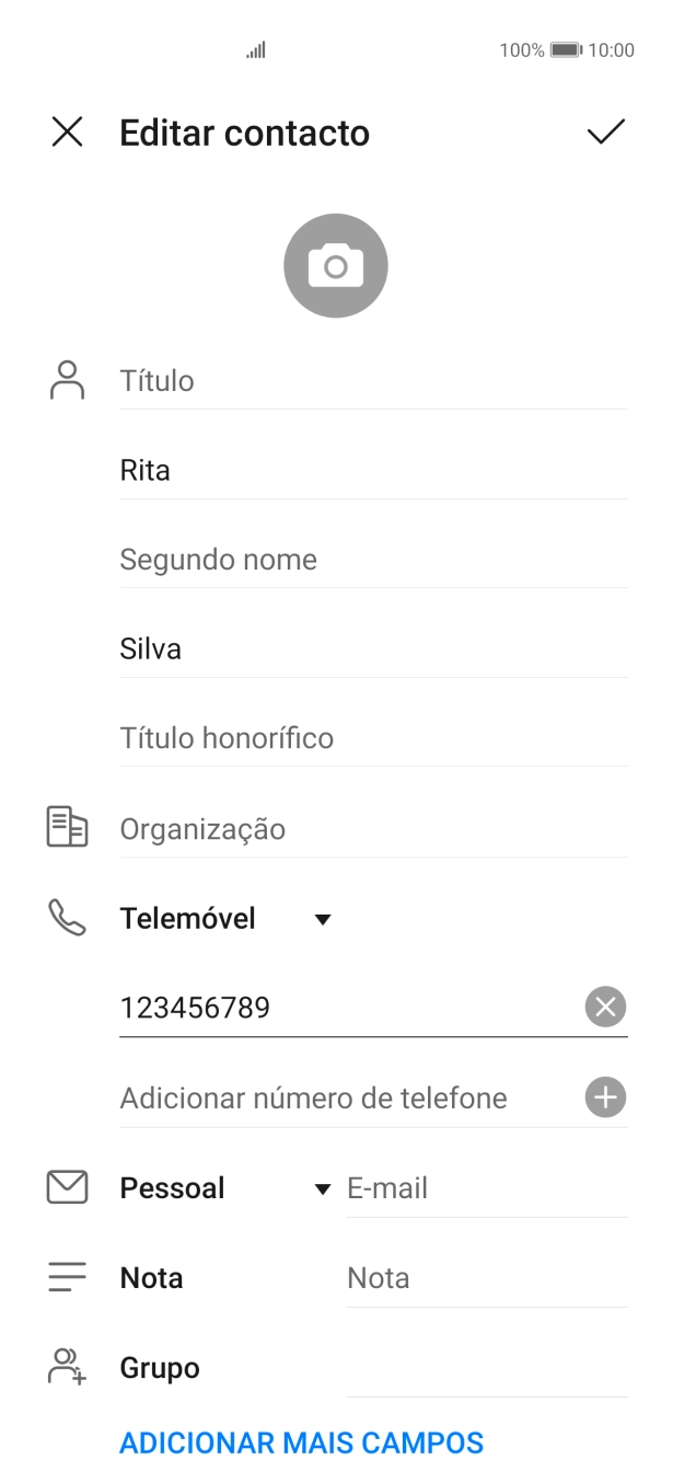Prima o ícone para aceitar.
