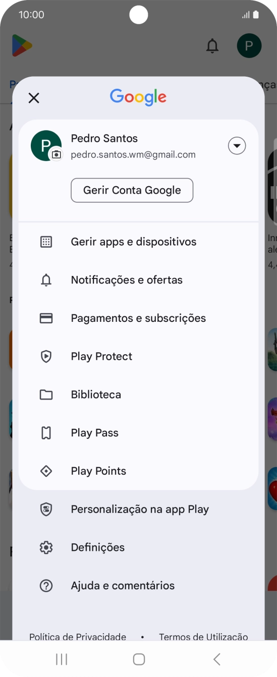 Prima Gerir apps e dispositivos.