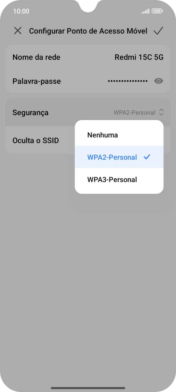 Prima WPA3-Personal para proteger o hotspot Wi-Fi com uma password.
