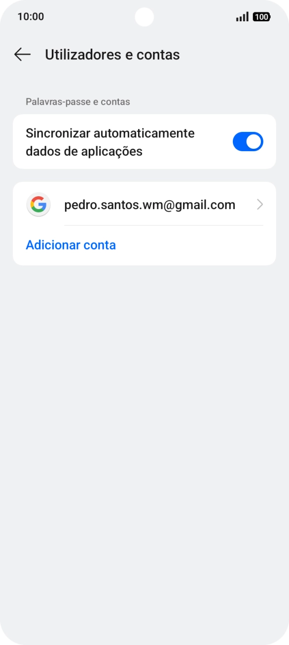 Prima Adicionar conta.