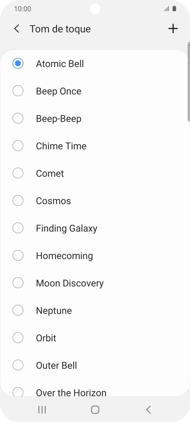 Prima o ícone para adicionar um tom de toque.