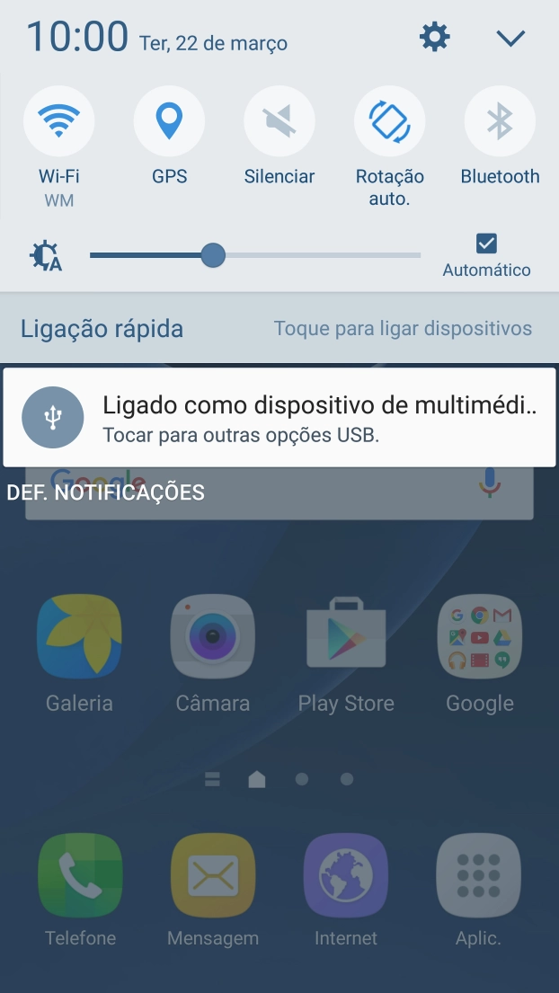 Prima o ícone de definições.