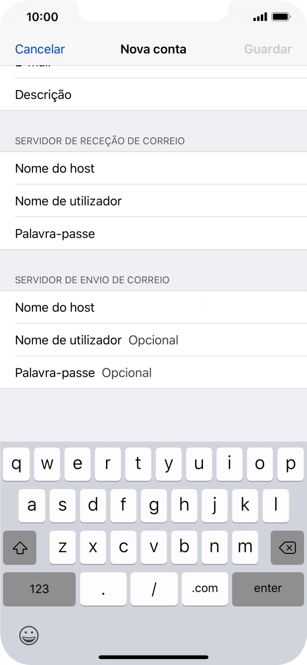 Prima Nome de utilizador e introduza o nome de utilizador da sua conta de e-mail.