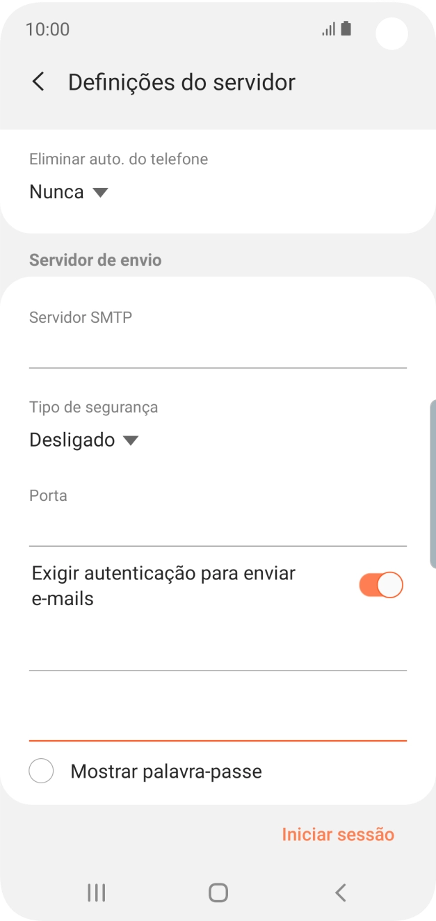 Prima Iniciar sessão.
