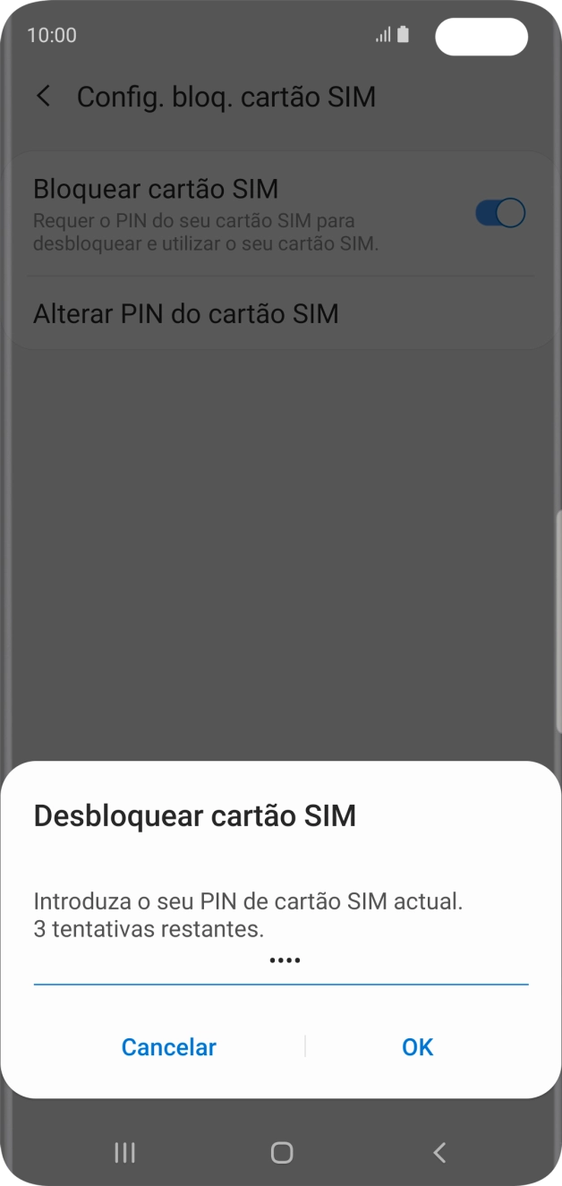 Introduza o seu código PIN e prima OK.