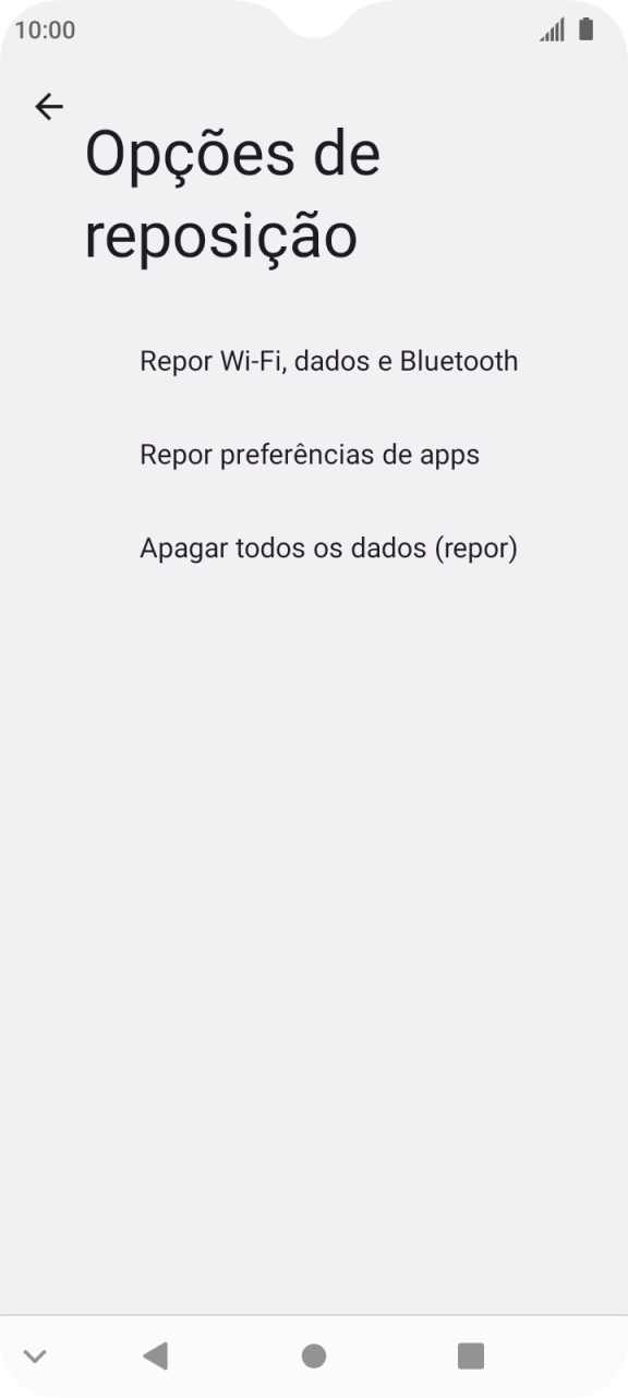 Prima Apagar todos os dados (repor).