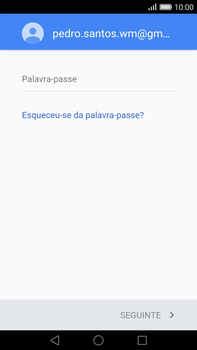 Prima Palavra-passe e introduza a password da sua conta Google.