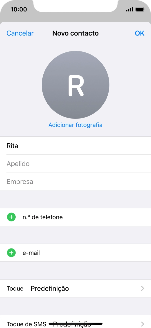 Prima Apelido e introduza o apelido.