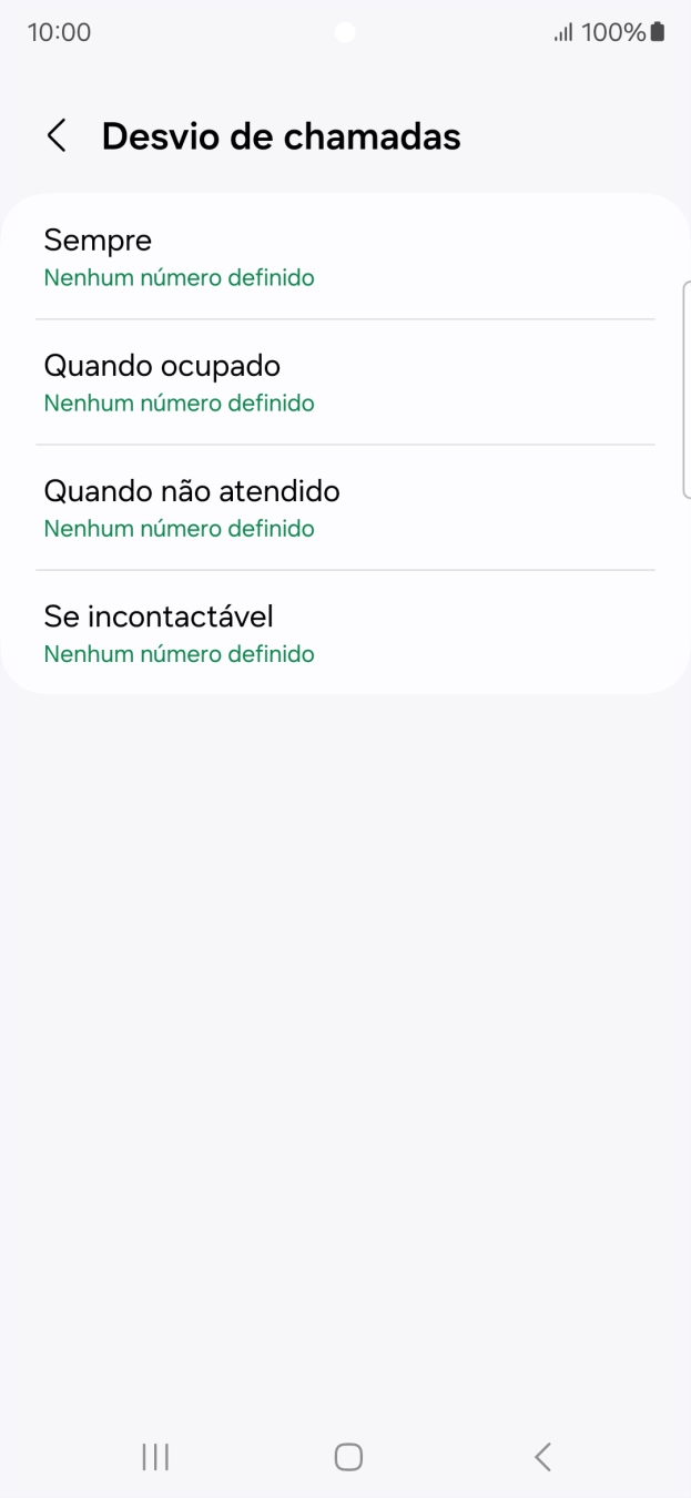 Prima o tipo de desvio pretendido.