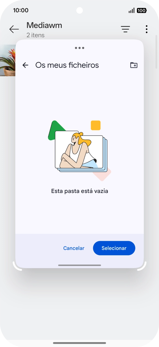 Se quiser criar uma nova pasta, prima o ícone de nova pasta e siga as indicações no ecrã para criar uma nova pasta.