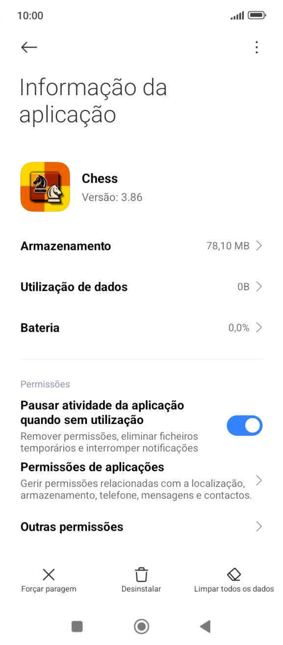 Prima a tecla de início para terminar e voltar ao ecrã inicial.