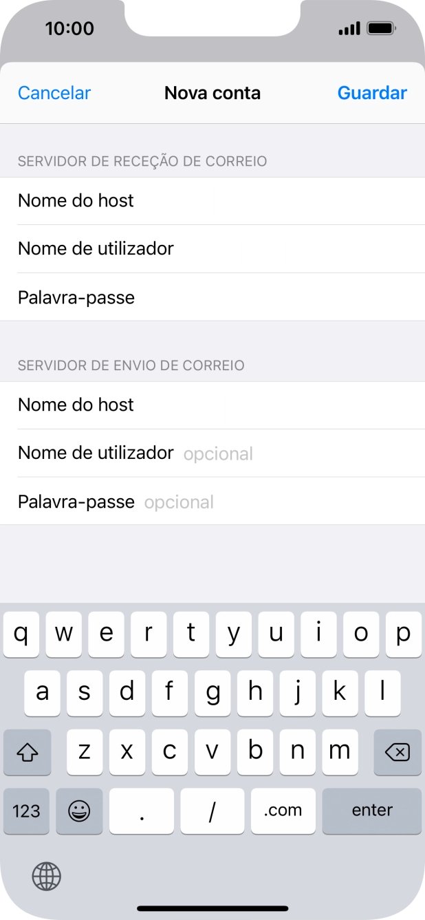 Prima Nome de utilizador e introduza o nome de utilizador da sua conta de e-mail na Vodafone.