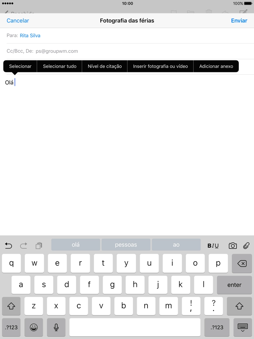Prima Adicionar anexo e siga as indicações no ecrã para anexar um documento.