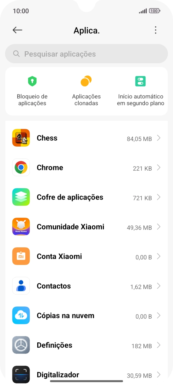 Prima a app pretendida.