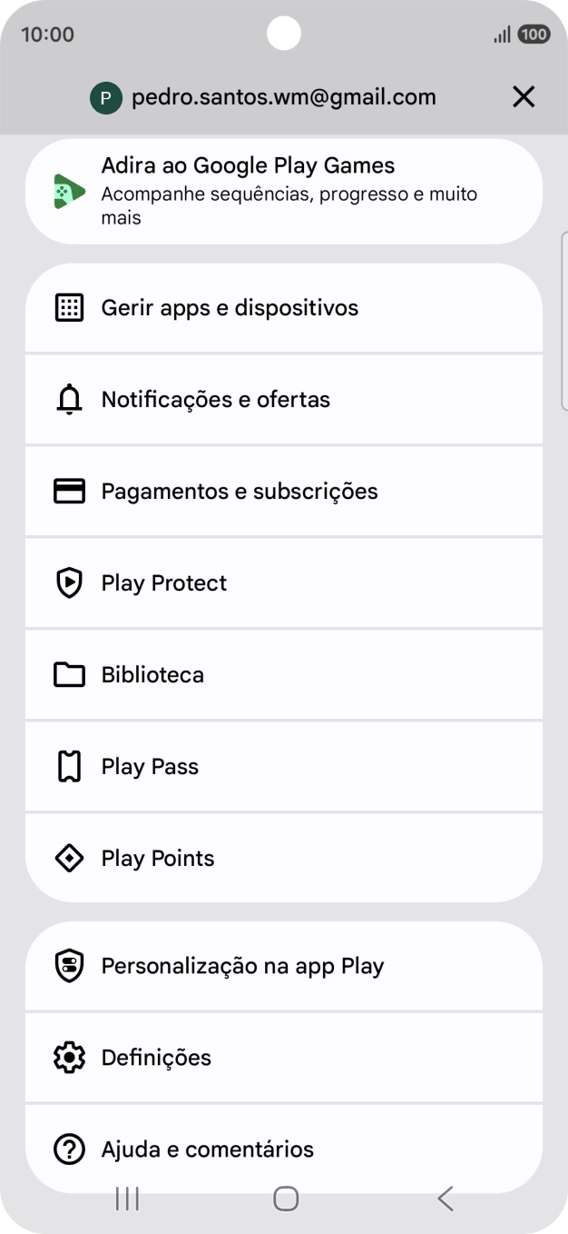 Prima Gerir apps e dispositivos.