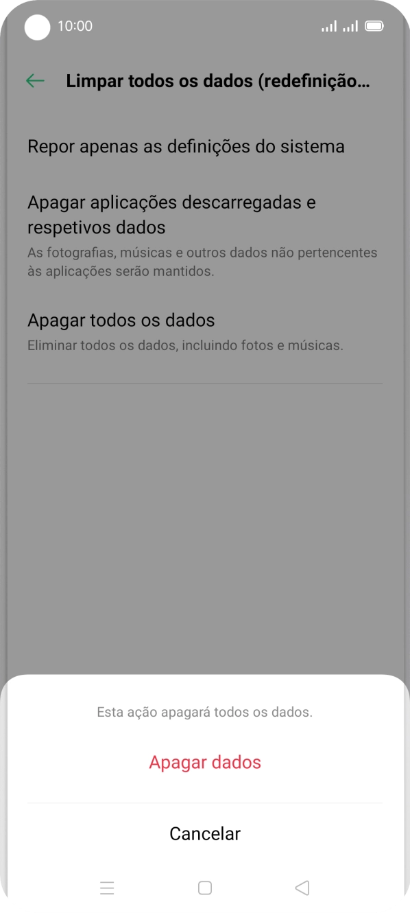 Prima Apagar dados.