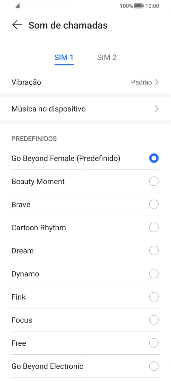 Prima os tons de toque pretendidos para os ouvir.