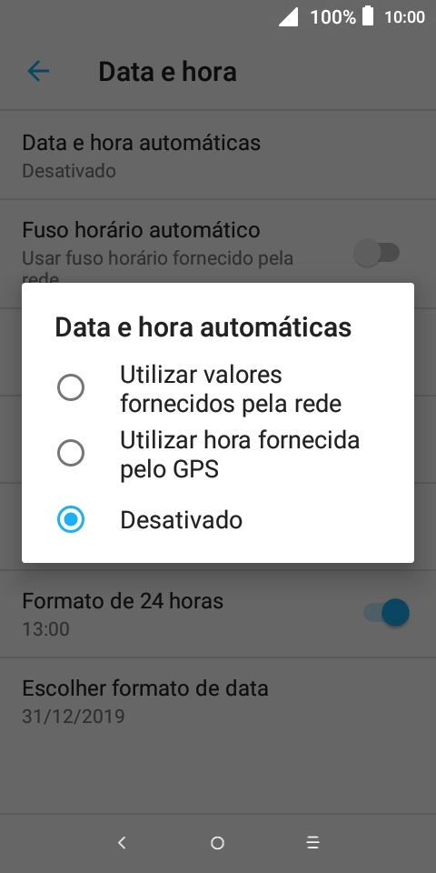 Prima Utilizar valores fornecidos pela rede para ativar a função.