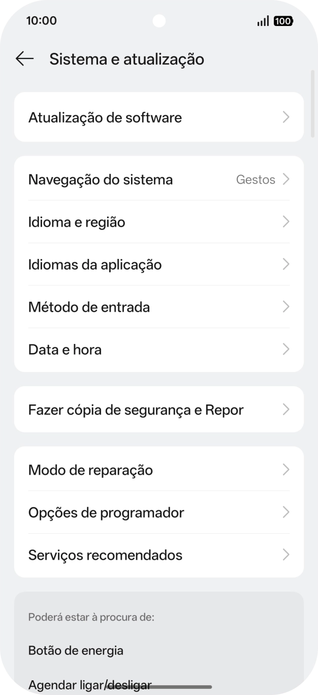 Prima Atualização de software. Se existir uma nova versão de software disponível, será agora indicado no ecrã. Siga as indicações no ecrã para atualizar o software do telefone.