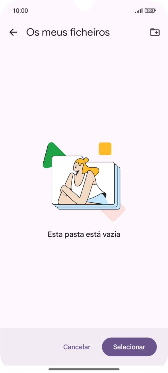 Se quiser criar uma nova pasta, prima o ícone de nova pasta e siga as indicações no ecrã para criar uma nova pasta.