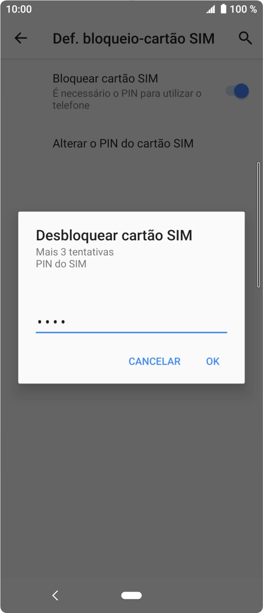 Introduza o seu código PIN e prima OK.