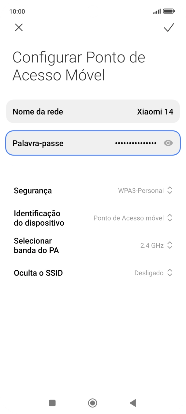 Prima Palavra-passe e introduza a password pretendida.