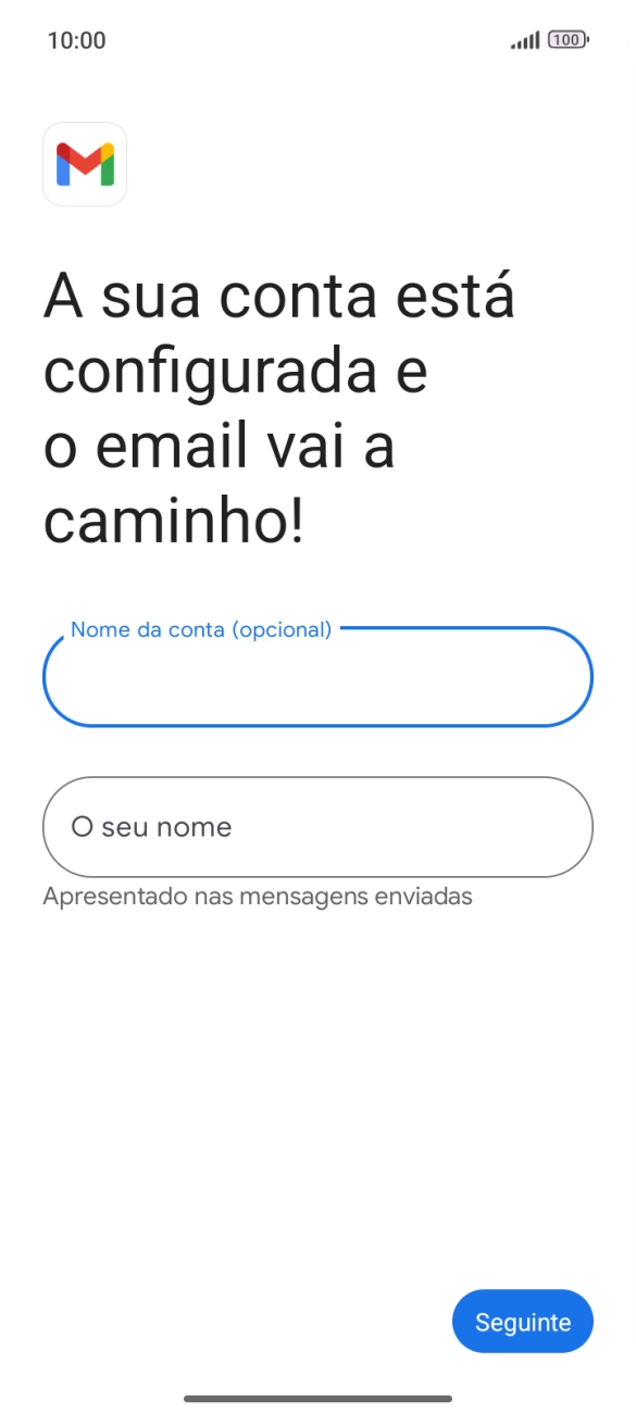 Prima O seu nome e introduza o nome do remetente pretendido.