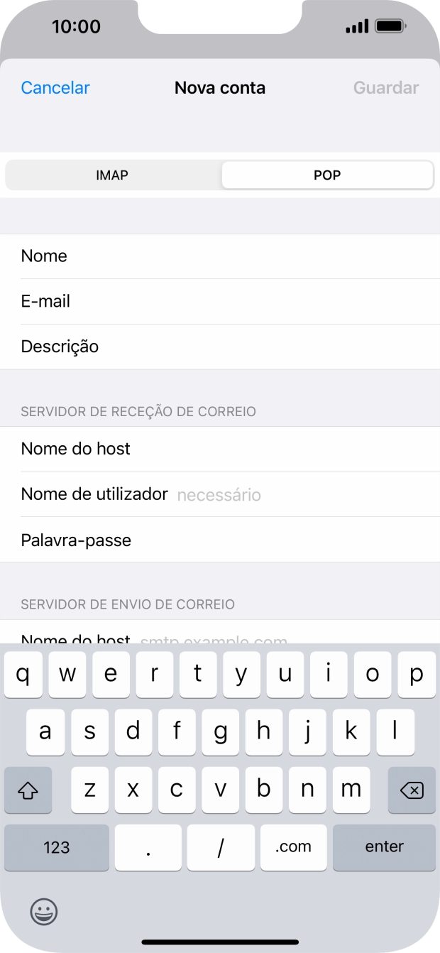 Prima Nome de utilizador e introduza o nome de utilizador da sua conta de e-mail.