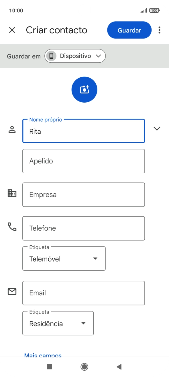 Prima Apelido, e introduza o apelido pretendido.
