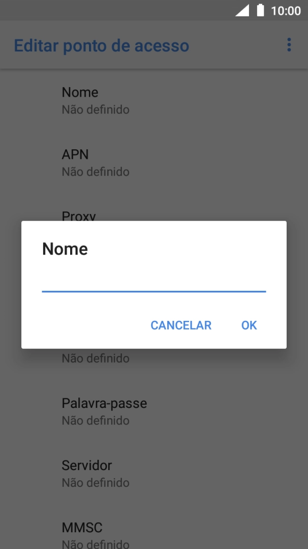 Introduza Vodafone Internet e prima OK.