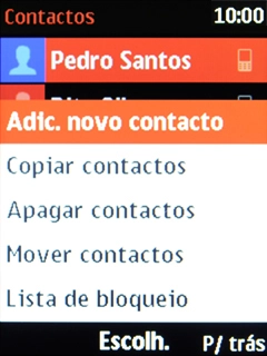 Escolha Adic. novo contacto.
