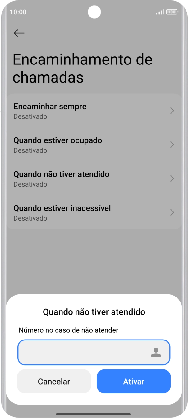Introduza 123 e prima Ativar.