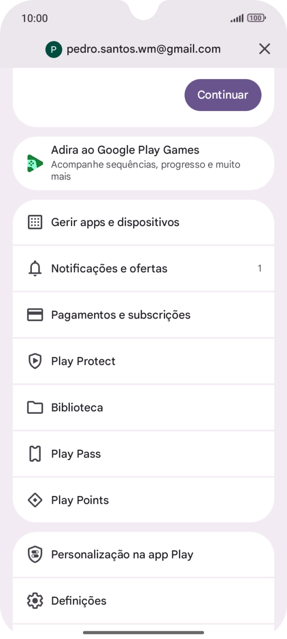 Prima Gerir apps e dispositivos.