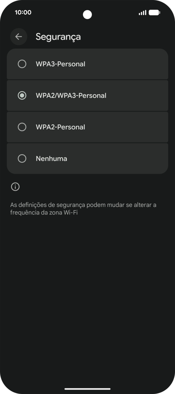 Prima WPA3-Personal para proteger o hotspot Wi-Fi com uma password.