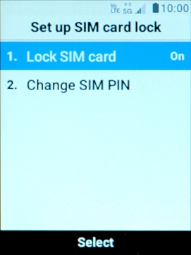 Select Lock SIM card to turn the function on or off.