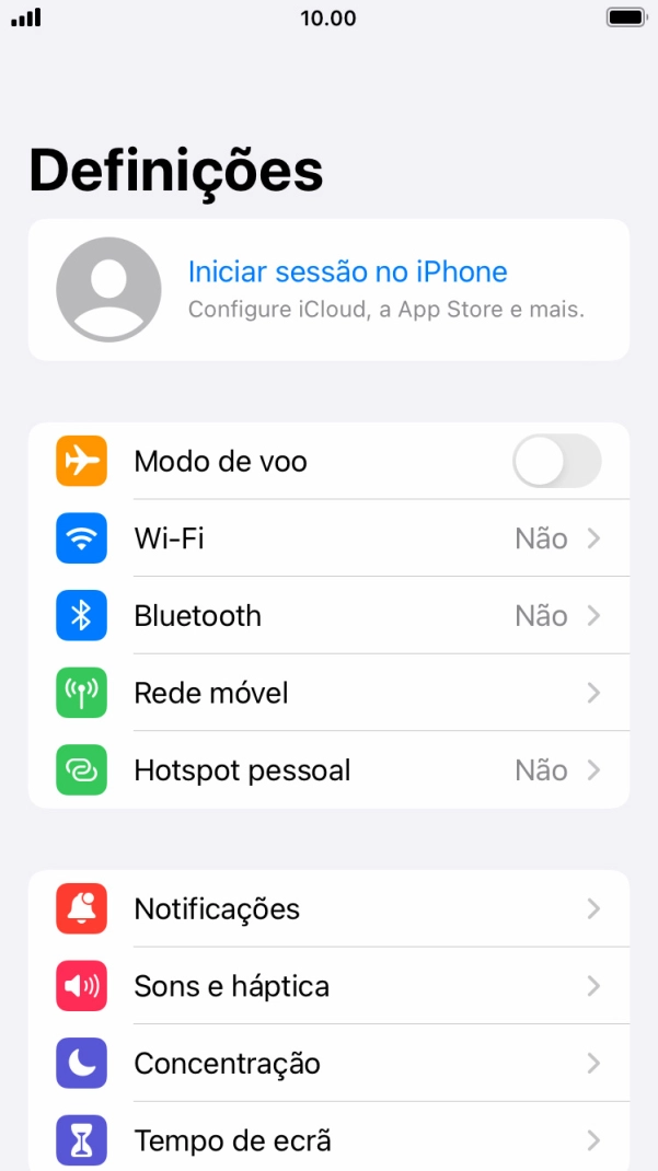 Prima Iniciar sessão no iPhone.